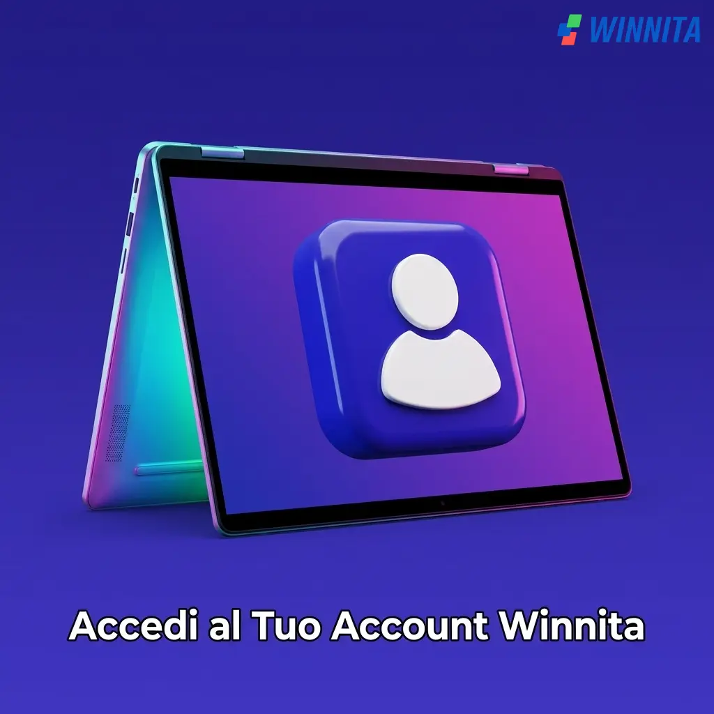 Schermata di accesso account Winnita con campi email, password e pulsante login per entrare nell'area personale.