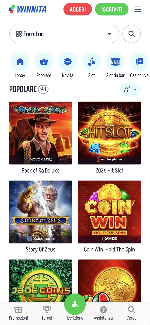 Visita il casino Winnita e accedi rapidamente alle slot più popolari.