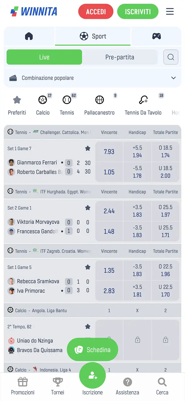 Esplora Sports Winnita e scopri quote competitive in tempo reale.