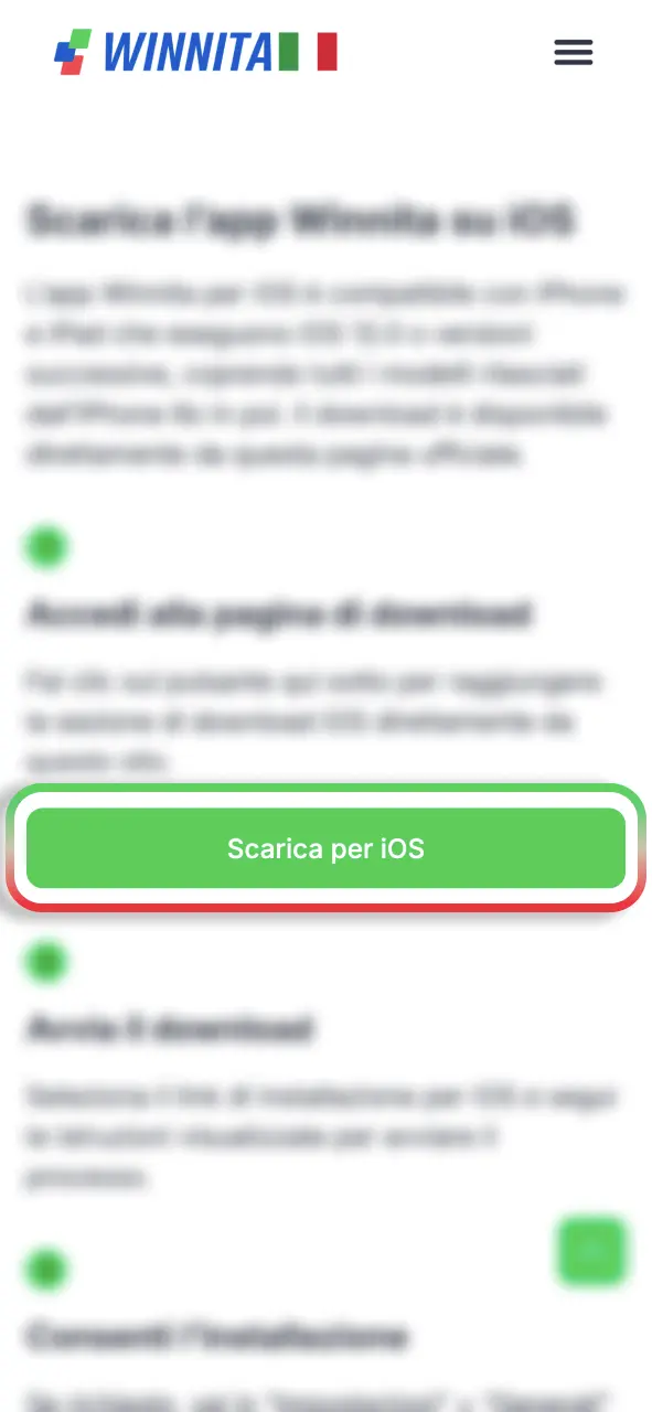 Visita la pagina download Winnita e avvia l’installazione in pochi tocchi.