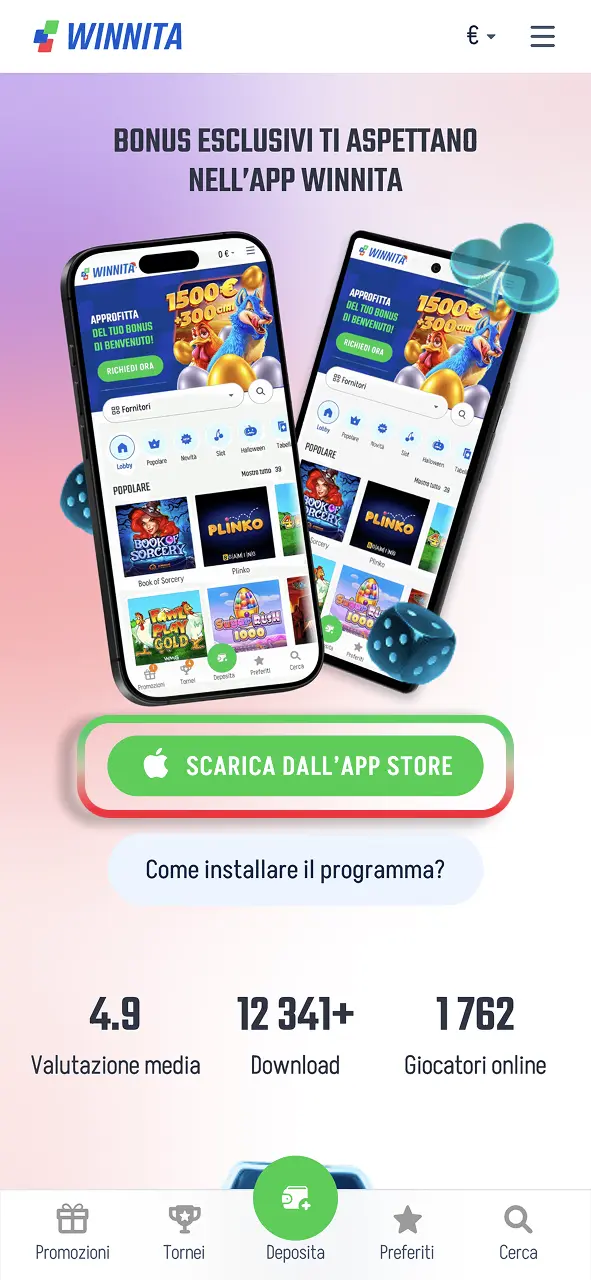 Inizia il download Winnita e accedi rapidamente alla piattaforma.