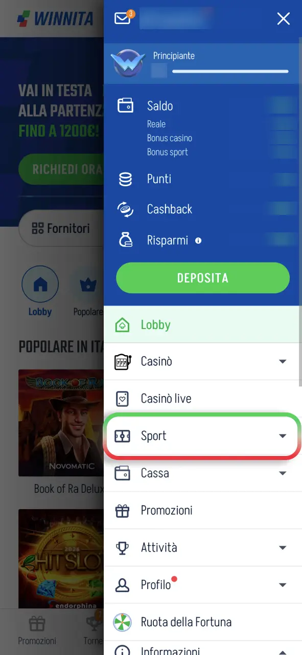 Accedi alla sezione Sport Winnita e trova facilmente gli eventi calcistici.