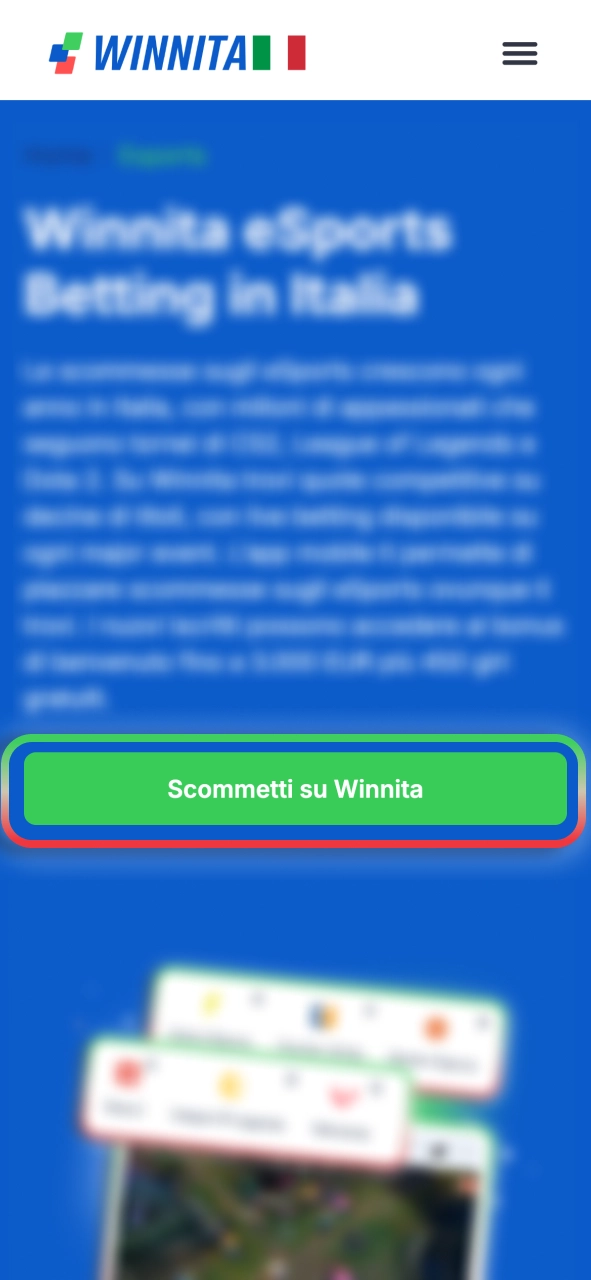 Crea un account Winnita e inizia a scommettere in pochi minuti.