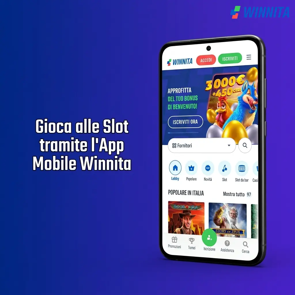 App mobile Winnita per slot: interfaccia ottimizzata per Android e iOS, con filtri per provider, RTP e volatilità.