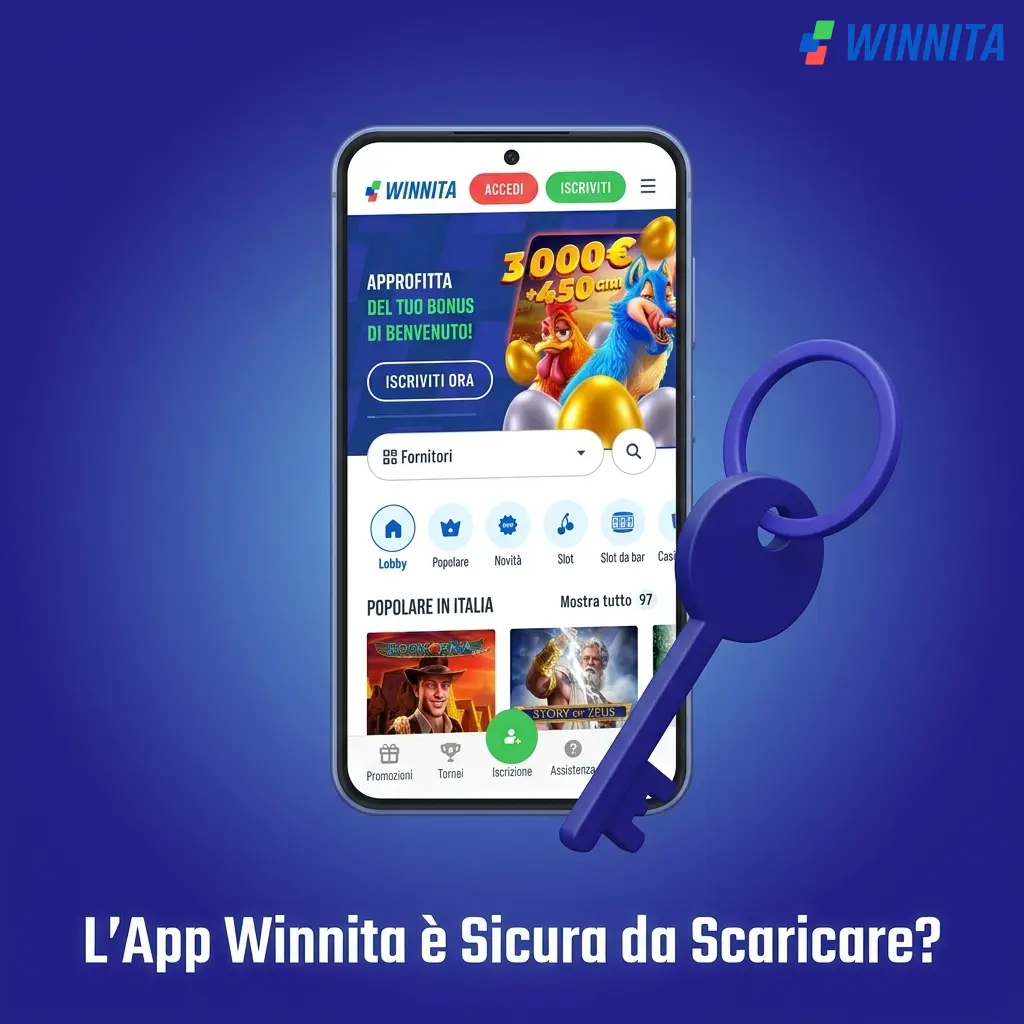 App Winnita sicura con licenza Curaçao eGaming, crittografia SSL 128 bit e pagamenti verificati.