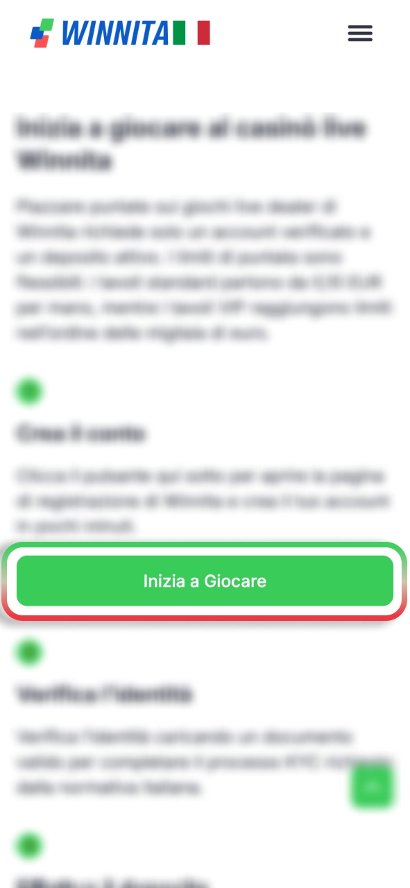 Apri il tuo profilo Winnita e sblocca tutte le funzionalità della piattaforma.
