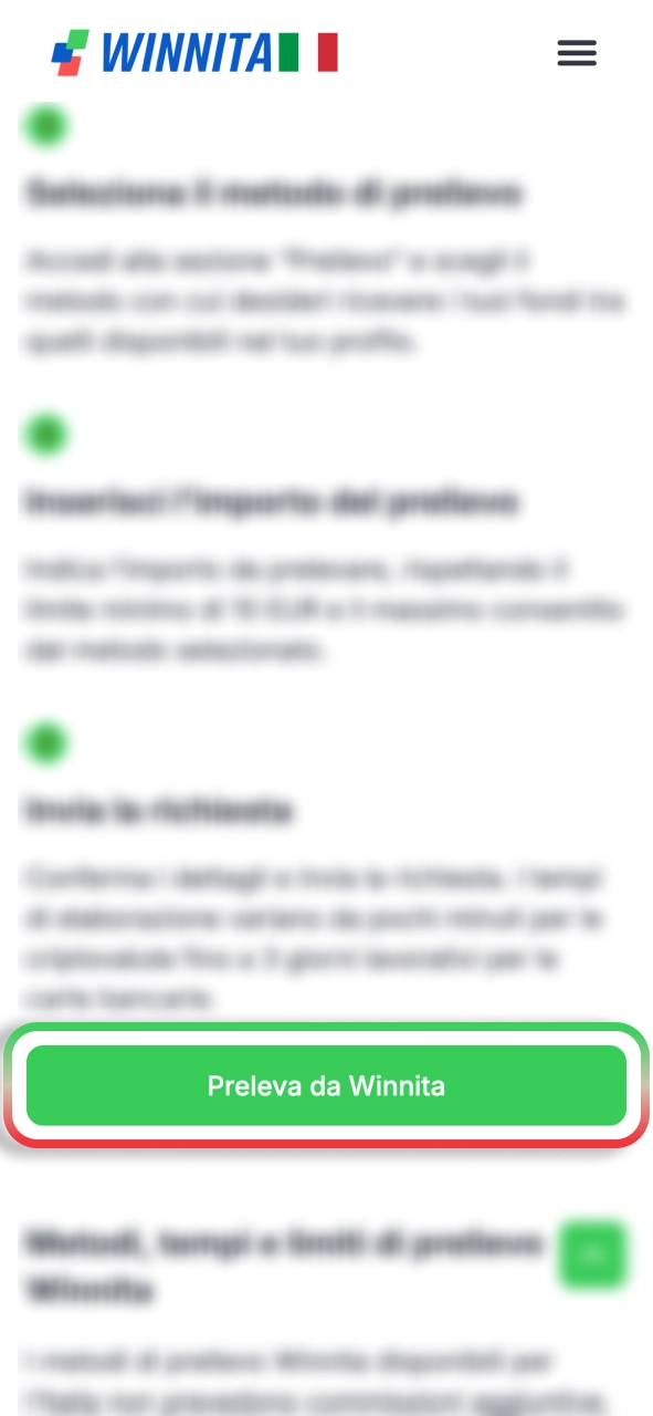 Entra nel profilo Winnita e accedi alle operazioni sul conto.