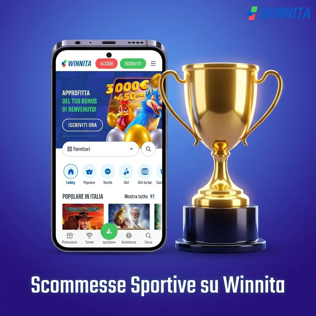 Scommesse sportive su Winnita: calcio, tennis, basket e oltre 30 discipline con quote aggiornate e mercati diversificati.