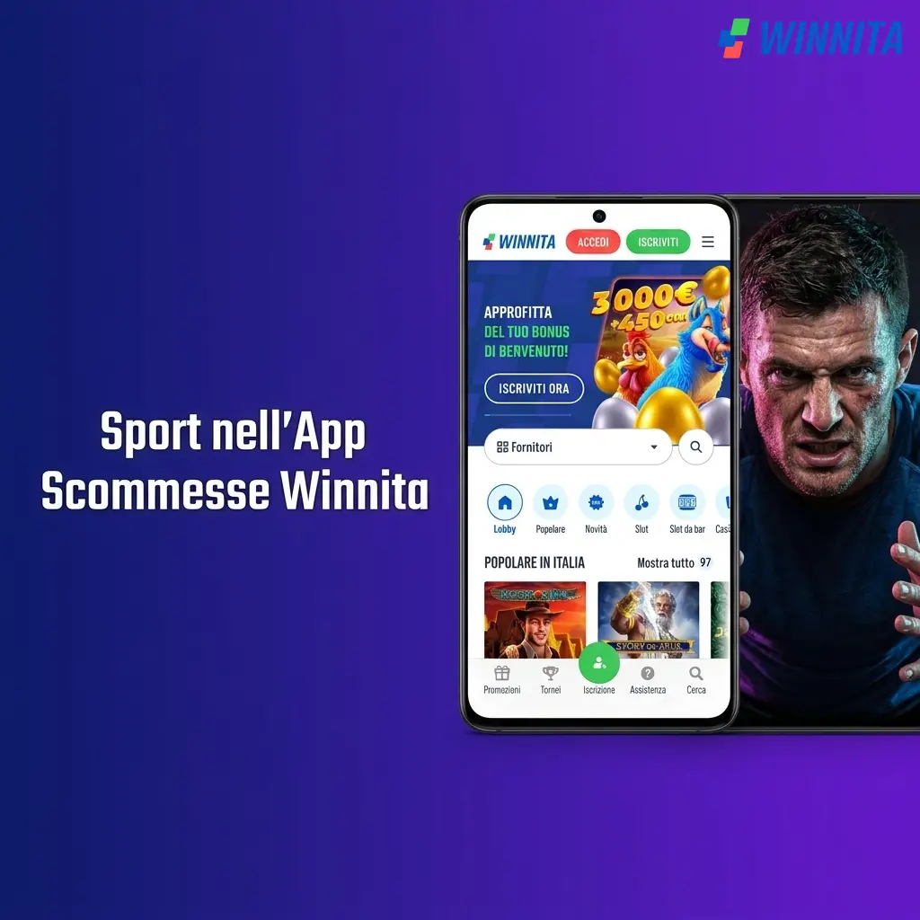 App Winnita scommesse sportive: calcio, tennis, basket, MotoGP, esports e oltre 30 discipline disponibili.