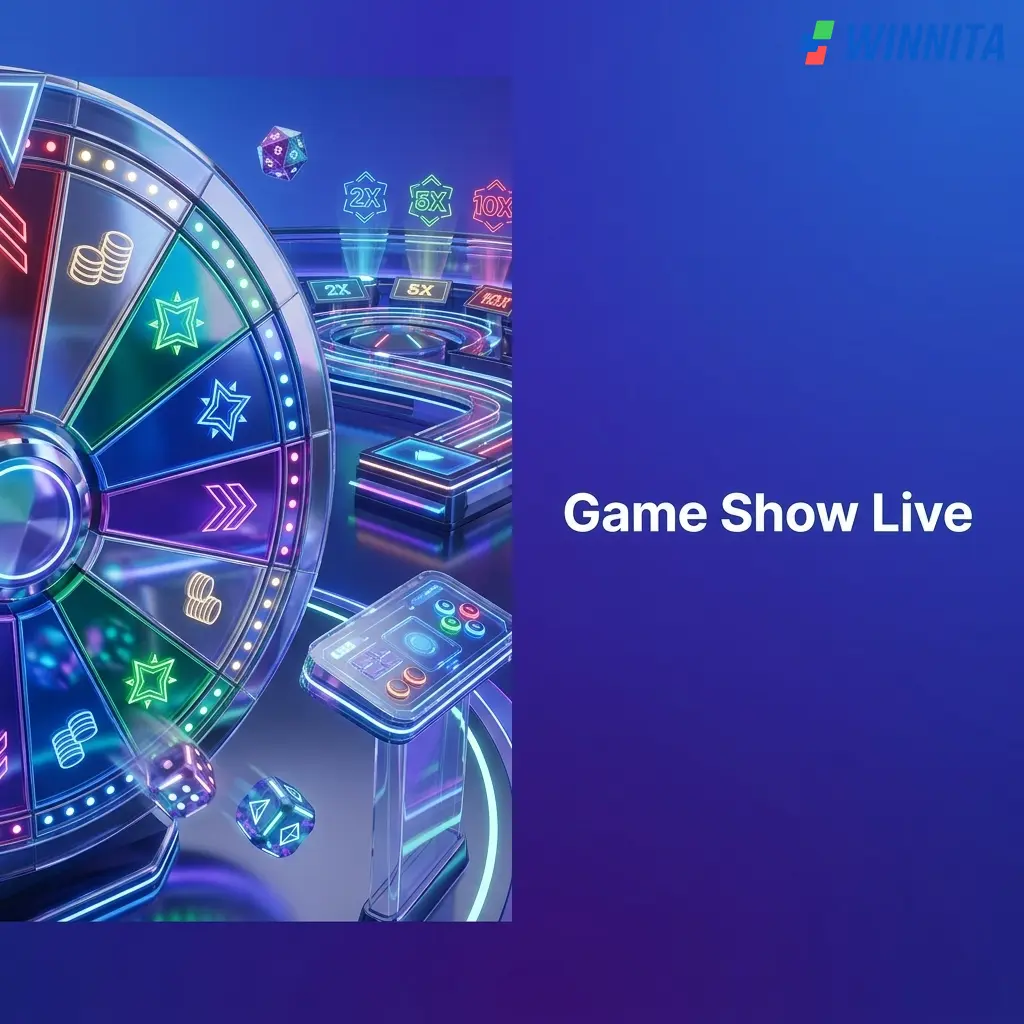 Giochi show live su Winnita: Crazy Time, Mega Ball, Monopoly Live e altri titoli con ruote e moltiplicatori.