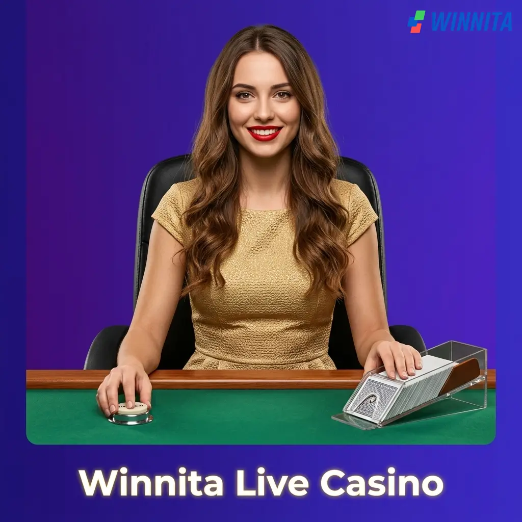 Tavoli live di Winnita Casino con croupier professionisti in streaming HD, roulette, blackjack e baccarat disponibili 24/7.