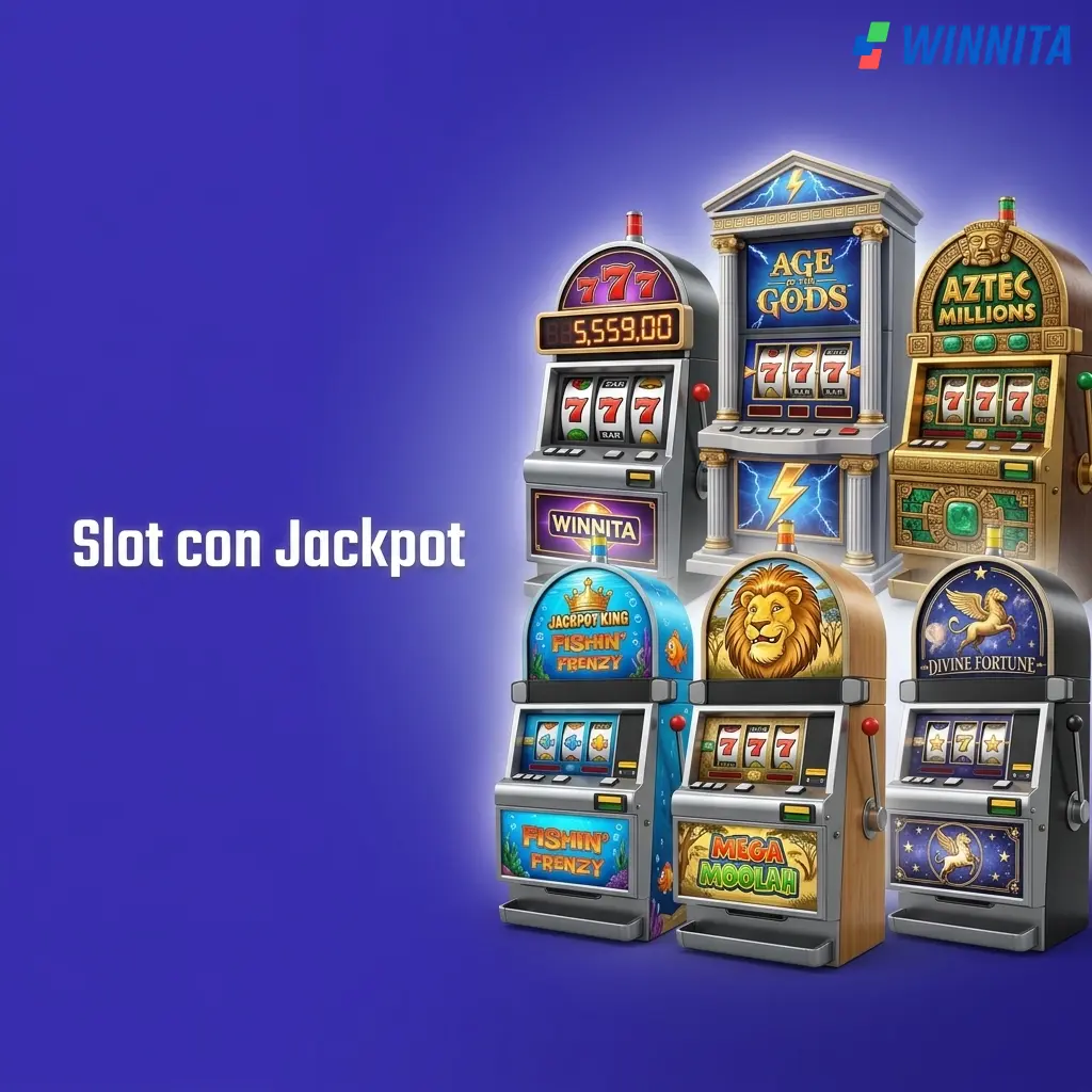 Slot con jackpot fissi e progressivi su Winnita, tra cui Mega Moolah e Divine Fortune per vincite elevate.