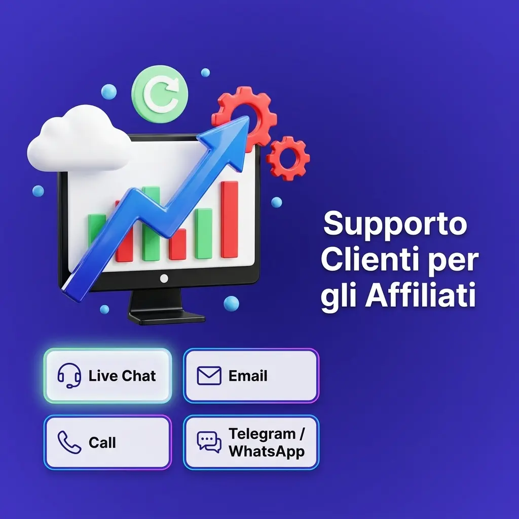 Team di supporto affiliati Winnita disponibile 24/7 via email, live chat e Telegram per partner italiani.